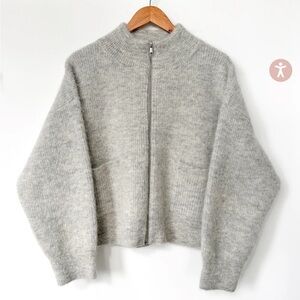 LE BON SHOPPE ALPACA ZIP FRONT JACKET- LIGHT GREY